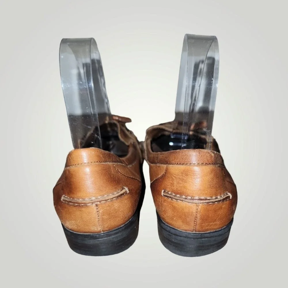 Michel M 7.5 M brown slip on tassel loafer